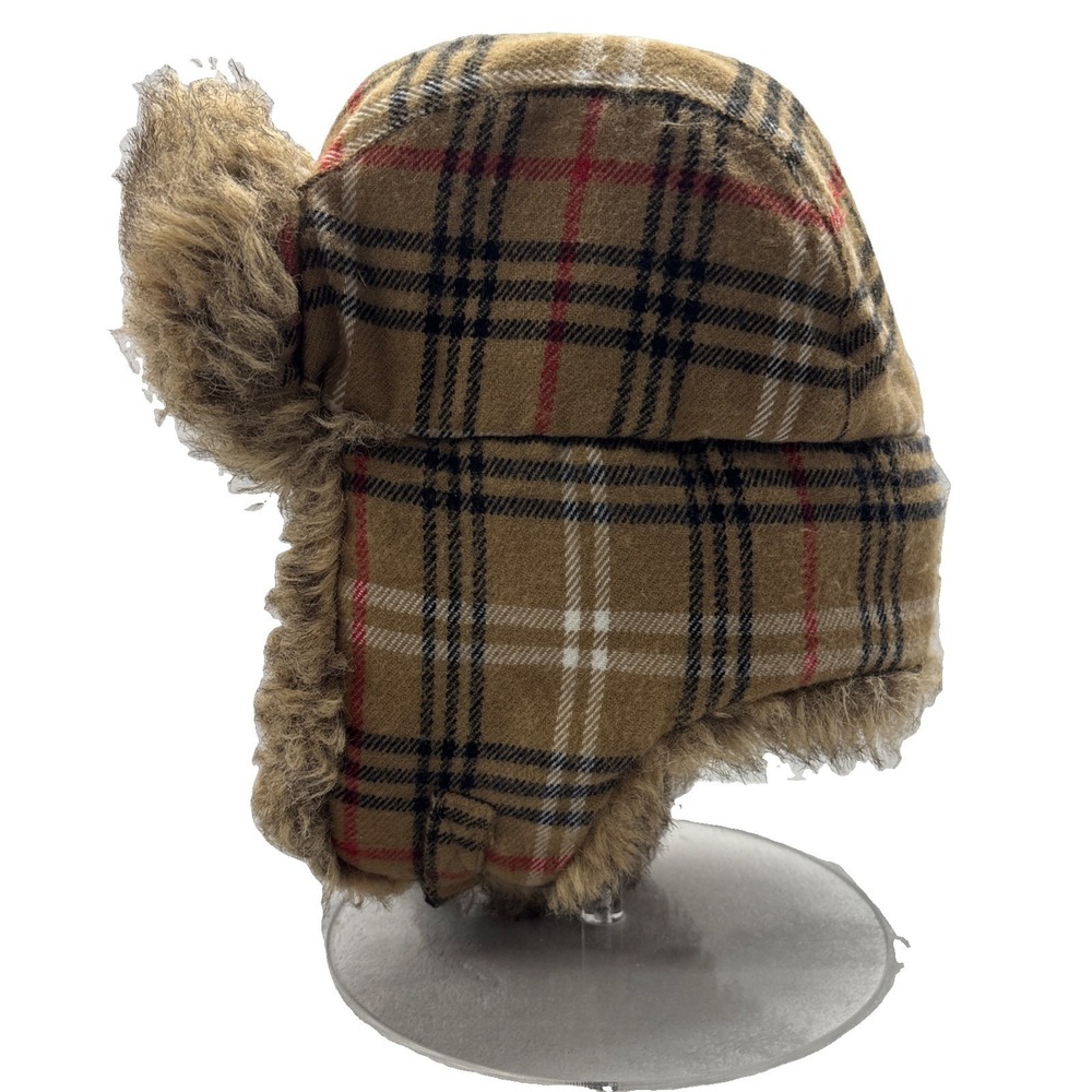 Lids Plaid Fur Lined Aviator Brown Plaid Trapper Hat One Size